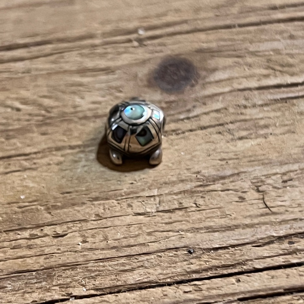 Sterling Silver abalone shell Turtle charm bead for Chamilia Pandora bracelets - Picture 4 of 5